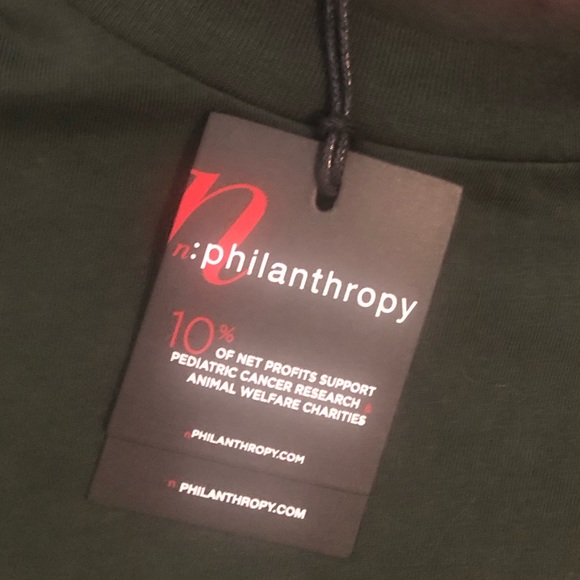 n. Philanthropy Cala Cotton Crewneck Long Sleeve Tee In Army Green. NWT! Sz XS - Picture 4 of 5